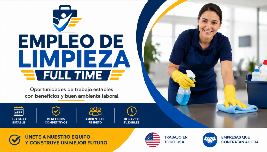 Empleo de Limpieza Full Time con Beneficios en Estados Unidos
