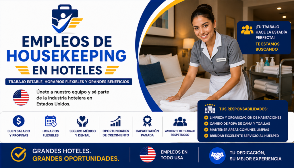 Empleos de Housekeeping en Hoteles con Beneficios