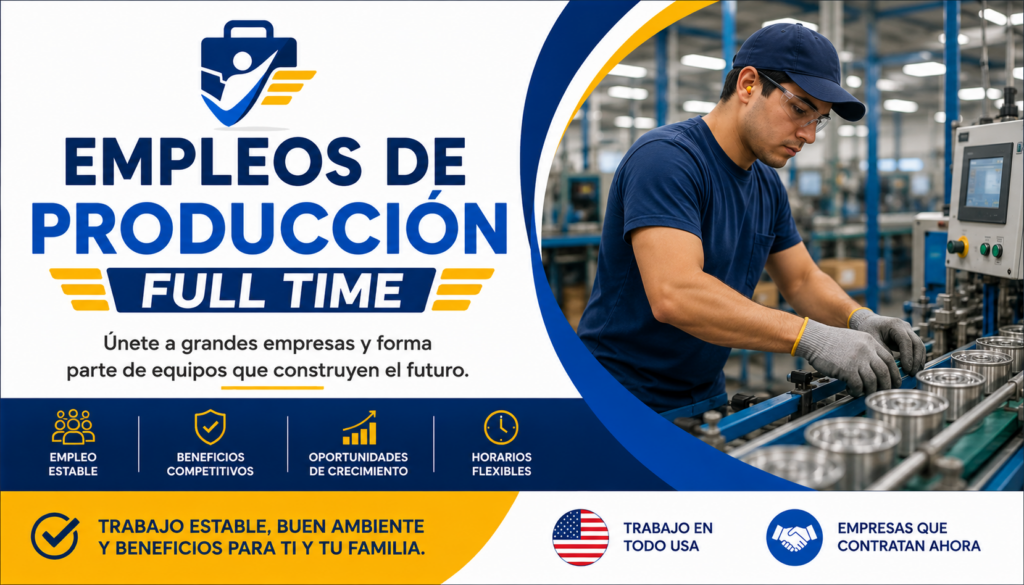 Empleos de Producción Full Time con Contratación Inmediata