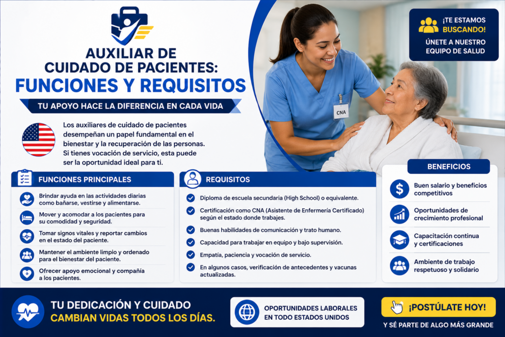 Auxiliar de Cuidado de Pacientes: Funciones y Requisitos