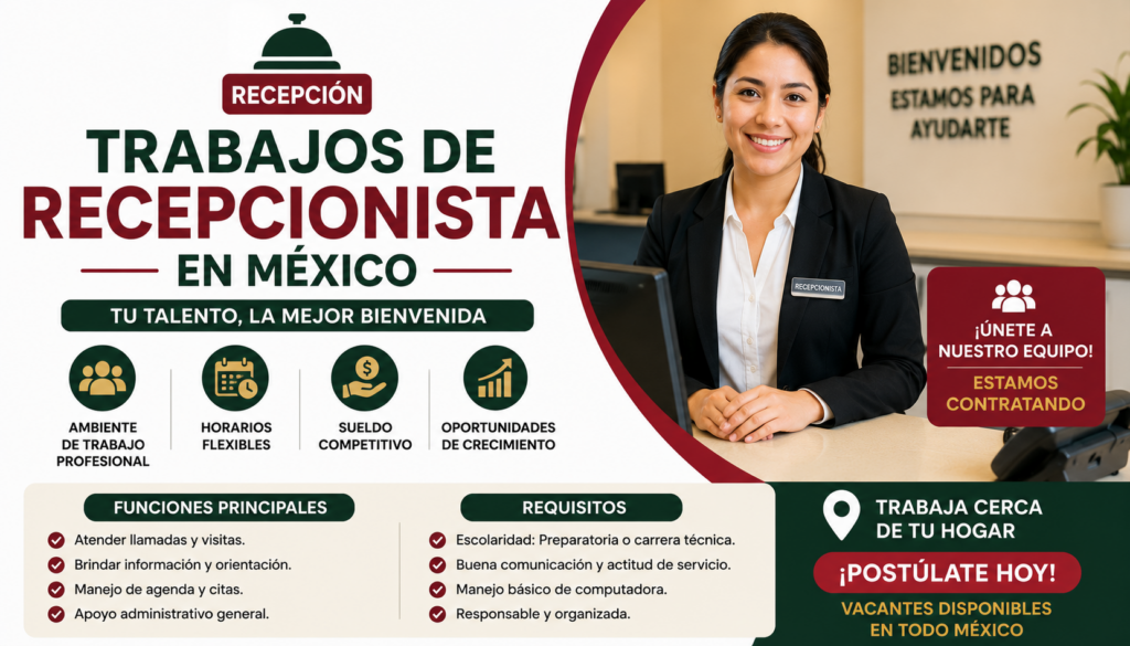 Trabajos de Recepcionista en México